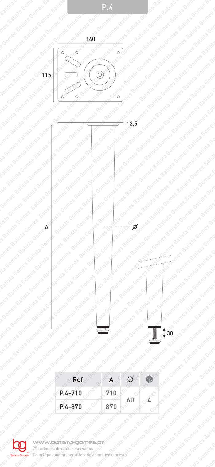 Pernas para mesa com tubo �60